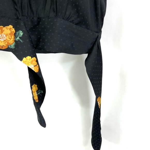 ♻️DONATED ♻️ MADEWELL  Short Sleeve Black Top V-Neck Size XS Floral Print F22 - Picture 4 of 8